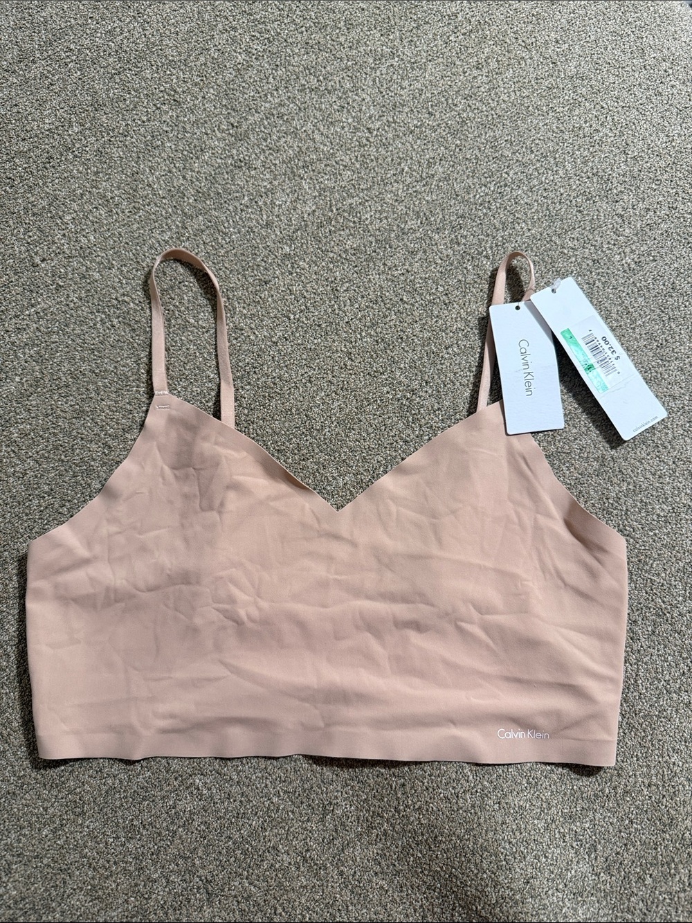 Calvin Klein Nude Blush Seamless V-Neck Bralette Sz L
